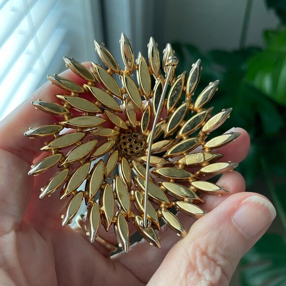 Sherman Rare Vtg Marquise Cut Crystal Doomed Starburst Aurora Borealis Brooch - Picture 5 of 8